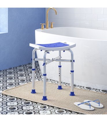 HOMCOM Adjustable Shower Stool with Foot Pads for Elderly Disabled Purple