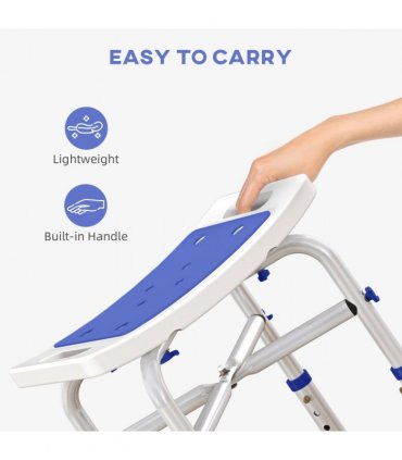 HOMCOM Adjustable Shower Stool with Foot Pads for Elderly Disabled Purple