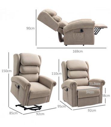 HOMCOM Power Lift Recliner Chair for Elderly with Remote Control, Khaki
