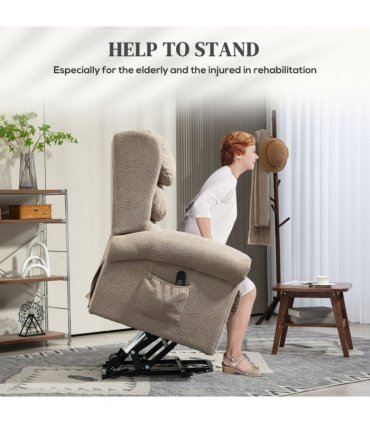 HOMCOM Power Lift Recliner Chair for Elderly with Remote Control, Khaki