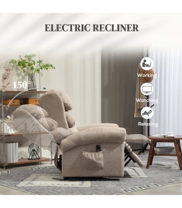 HOMCOM Power Lift Recliner Chair for Elderly with Remote Control, Khaki