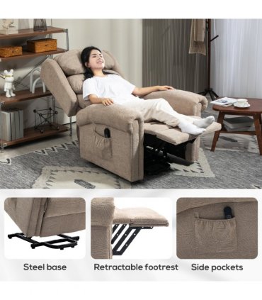 HOMCOM Power Lift Recliner Chair for Elderly with Remote Control, Khaki