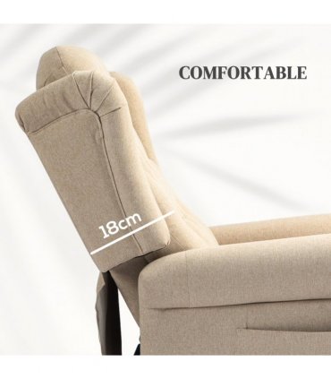 HOMCOM Power Lift Recliner Armchair with Wingback, Button Tufted, Beige