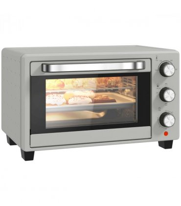 HOMCOM Mini Oven 21L Electric Grill w/ Adjustable Temp 1400W, Silver Tone