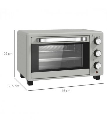 HOMCOM Mini Oven 21L Electric Grill w/ Adjustable Temp 1400W, Silver Tone