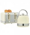 HOMCOM 1.7L 3000W Fast Boil Electric Kettle and 4 Slice Toaster Set, Cream