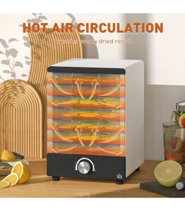 HOMCOM Food Dehydrator with 7 Stainless Steel Tray, for Fruit, Meat, White