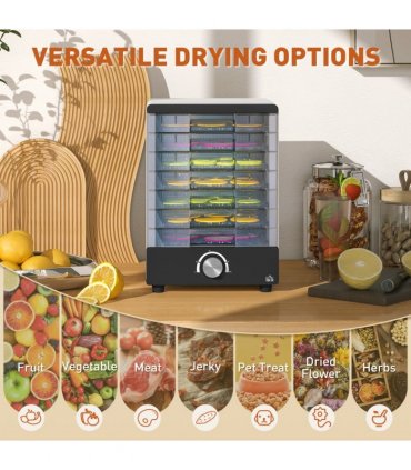 HOMCOM Food Dehydrator with 7 Stainless Steel Tray, for Fruit, Meat, White