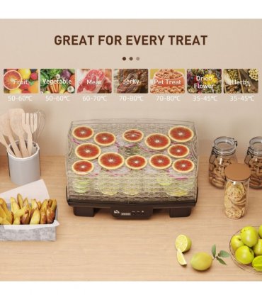 HOMCOM 6 Tray Food Dehydrator, Food Dryer Machine for Fruit Meat Vegetable