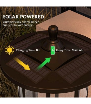 Outsunny LED Outdoor Solar Post Lights, Waterproof IP44, Cool White, 2 Pack