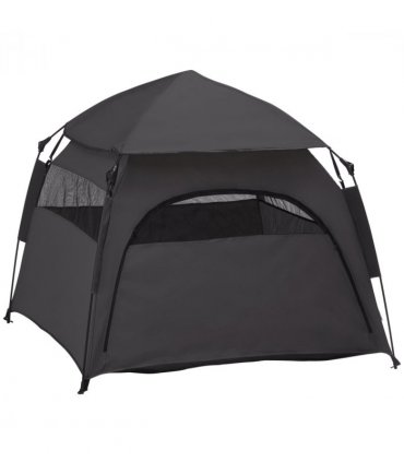 PawHut Foldable Dog Cat Tent with Waterproof Oxford Cloth, Carry Bag, Grey