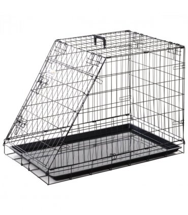 Pawhut Trapeze Collapsible Dog Pet Travel Box Cage Removable Tray 93Lx58Wx65H cm