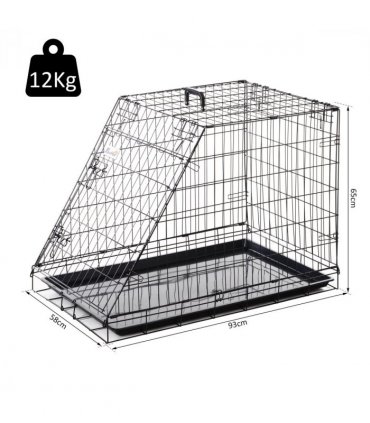 Pawhut Trapeze Collapsible Dog Pet Travel Box Cage Removable Tray 93Lx58Wx65H cm