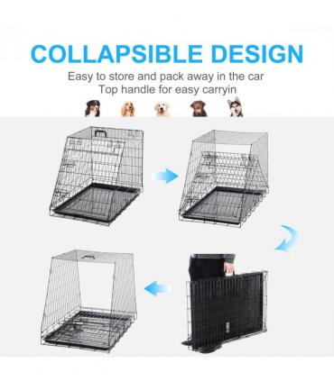 Pawhut Trapeze Collapsible Dog Pet Travel Box Cage Removable Tray 93Lx58Wx65H cm