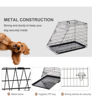 Pawhut Trapeze Collapsible Dog Pet Travel Box Cage Removable Tray 93Lx58Wx65H cm