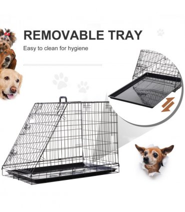Pawhut Trapeze Collapsible Dog Pet Travel Box Cage Removable Tray 93Lx58Wx65H cm