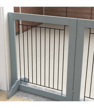 PawHut Foldable Wooden Pet Gate w/ 3 Panels 2 Support Feet for Small Dogs