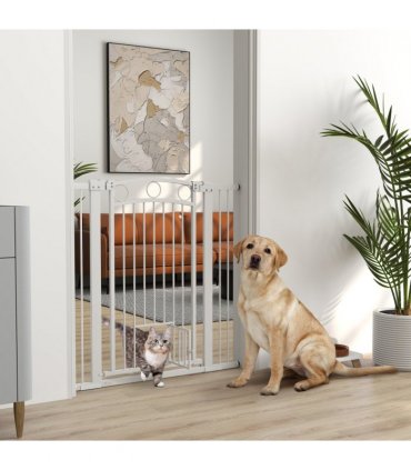 PawHut Stair Gate with Cat Door, Adjustable Width, 76-104cm and 106cm Tall