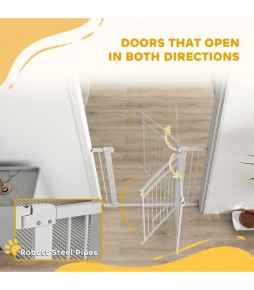 PawHut Stair Gate with Cat Door, Adjustable Width, 76-104cm and 106cm Tall