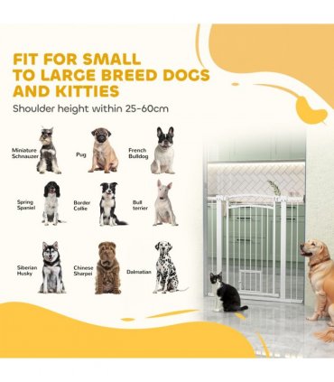 PawHut Stair Gate with Cat Door, Adjustable Width, 76-104cm and 106cm Tall