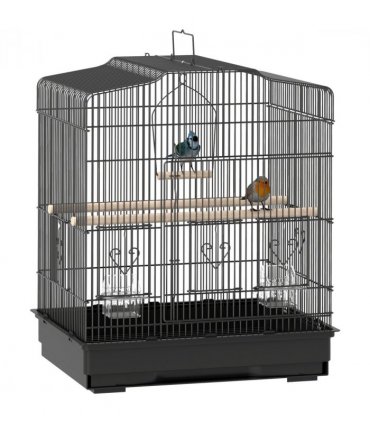 PawHut 59cm Large Bird Cage with Stand, Perches, Food Bowls, Swing, Black