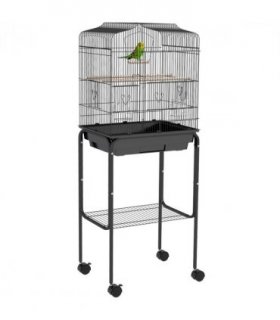 PawHut Bird Cage for Budgie Finch Canary Parakeet W/ Stand Tray Black