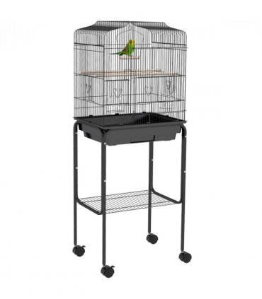PawHut Bird Cage for Budgie Finch Canary Parakeet W/ Stand Tray Black