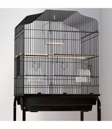 PawHut Bird Cage for Budgie Finch Canary Parakeet W/ Stand Tray Black