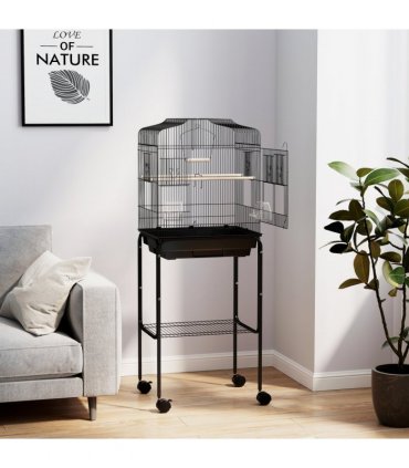 PawHut Bird Cage for Budgie Finch Canary Parakeet W/ Stand Tray Black