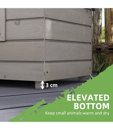 Pawhut Wooden Cat House Outdoor with Openable Top, Asphalt Roof, Window Grey