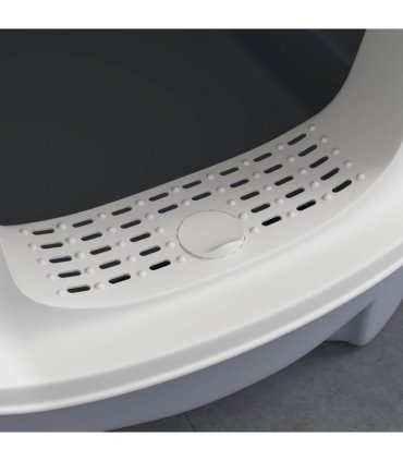 PawHut Cat Litter Box, Hooded Cat Litter Tray with Lid, Scoop, Grey