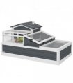 PawHut Wooden Tortoise House Indoor Outdoor w/ Balcony, Tray, Openable Roof