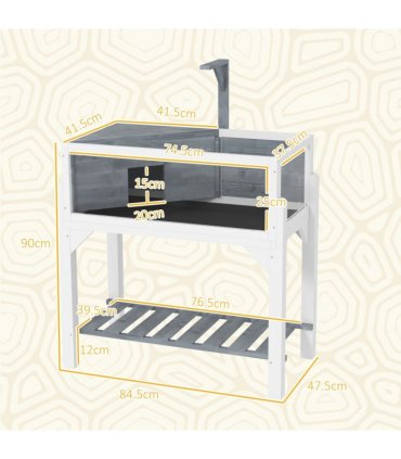PawHut Wooden Tortoise House with Storage Shelf, Clear Observation Windows