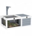PawHut Tortoise Enclosure w/ Run, Lamp Holder, Pull Out Trays, Hideaway