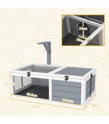PawHut Tortoise Enclosure w/ Run, Lamp Holder, Pull Out Trays, Hideaway