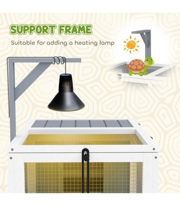 PawHut Tortoise Enclosure w/ Run, Lamp Holder, Pull Out Trays, Hideaway