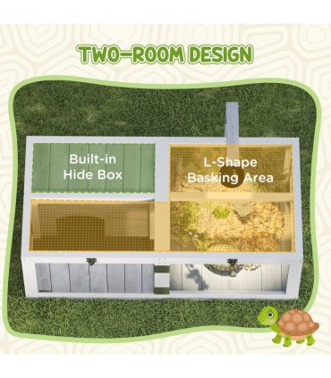 PawHut Wooden Tortoise House with Lamp Holder, Clear Observation Windows