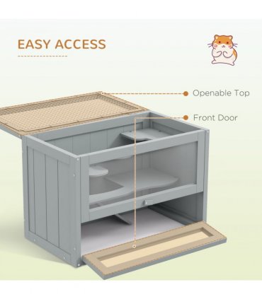 PawHut 2 Levels Wooden Hamster Cage Mice Rodents Hutch Small Animals