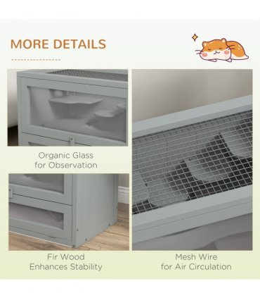 PawHut 2 Levels Wooden Hamster Cage Mice Rodents Hutch Small Animals