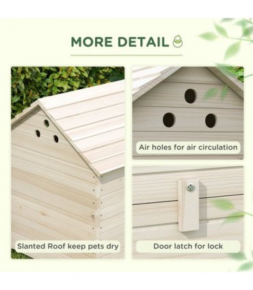 PawHut Wooden Duck House w/ Openable Roof, Raised Base, Air Holes - Natural