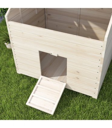 PawHut Wooden Duck House w/ Openable Roof, Raised Base, Air Holes - Natural