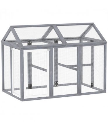 PawHut Chicken Run, Wooden Chicken Coop w/ Combinable Design - Grey