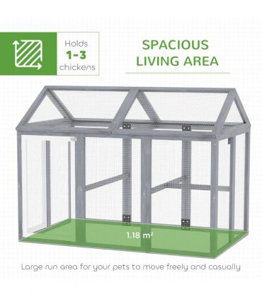 PawHut Chicken Run, Wooden Chicken Coop w/ Combinable Design - Grey