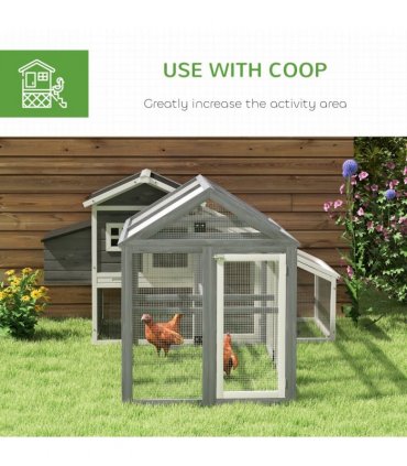 PawHut Chicken Run, Wooden Chicken Coop w/ Combinable Design - Grey