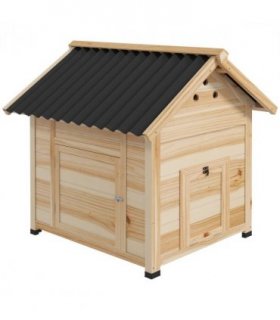PawHut Wooden Duck House, Poultry Coop with Double Doors, Openable Roof