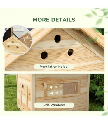 PawHut Wooden Duck House, Poultry Coop with Double Doors, Openable Roof