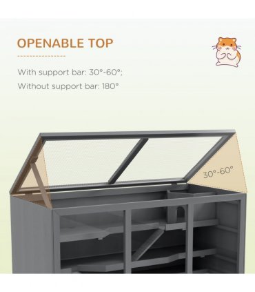 PawHut Wooden Hamster Cage, Exercise Play House Pen with Tray, Openable Top