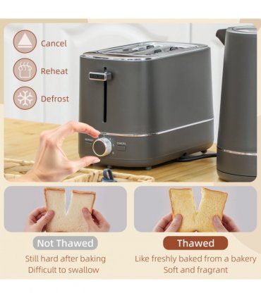 HOMCOM 1.7L 3000W Fast Boil Electric Kettle and 2 Slice Toaster Set, Grey
