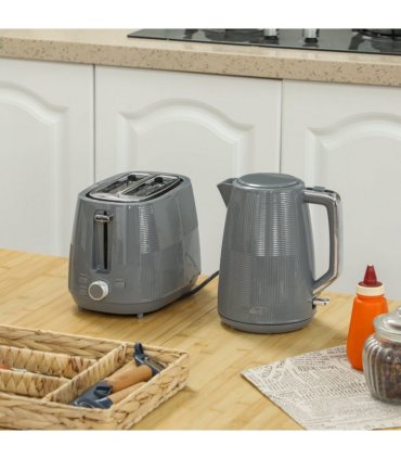 HOMCOM 1.7L Fast Boil Electric Kettle and 2 Slice Water Toaster Set, Grey