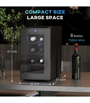 HOMCOM Freestanding Wine Cooler Fridge with 8 Bottle, 21 Litre Capacity